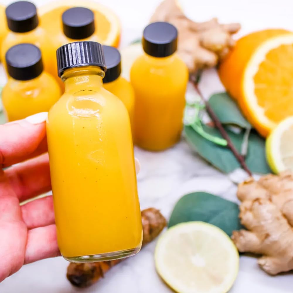 LANBEAUTIFY 2oz bottle shown with ginger shots for portion control.