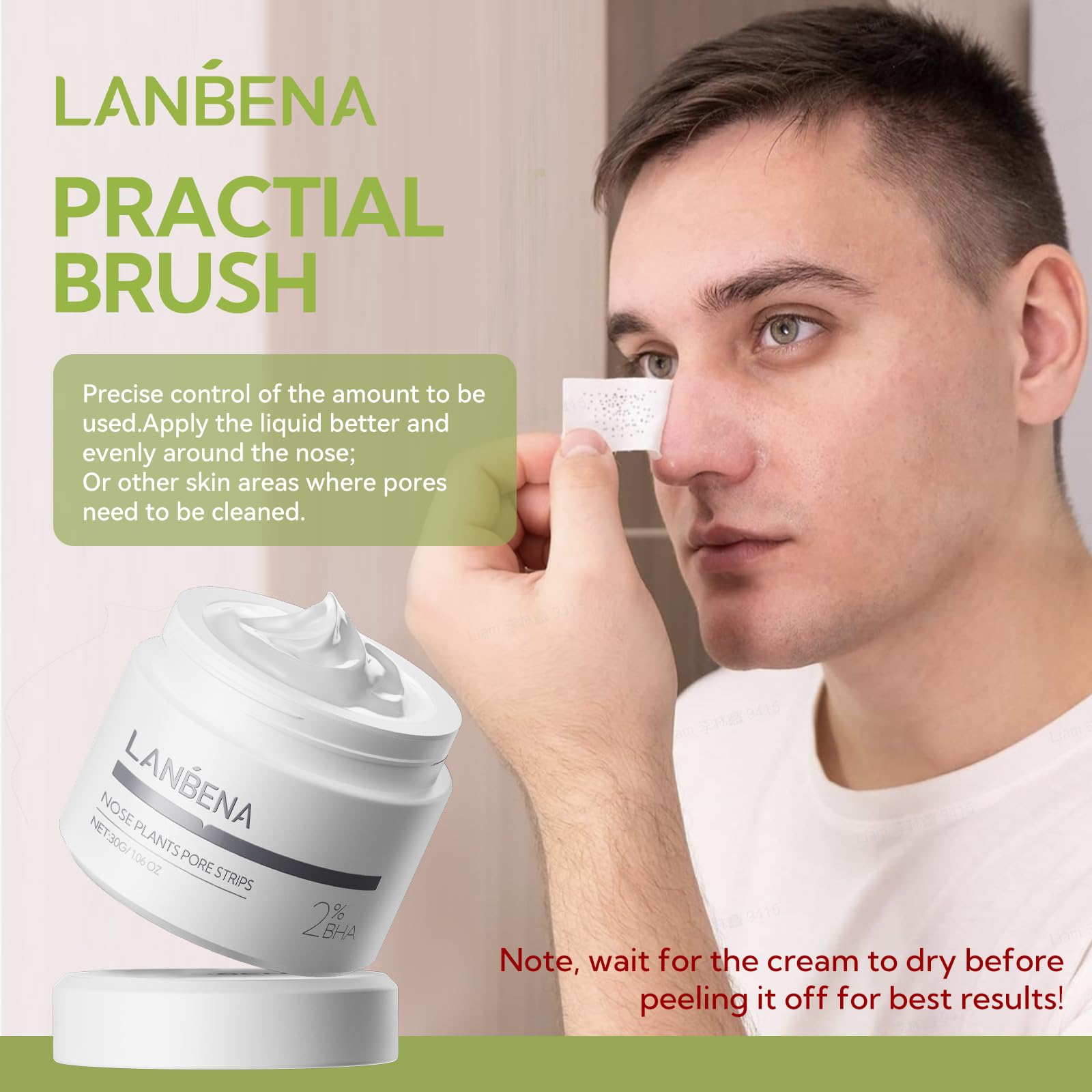LANBENA Peel-Off action closeup showing clean removal of impurities.