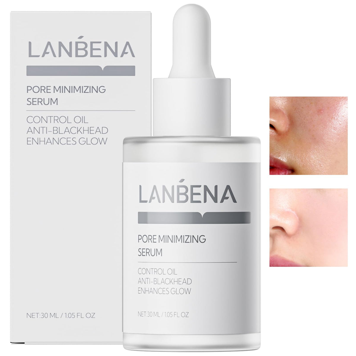 LANBENA Minimizador de poros en bote de 30 ml para reducir poros y control de grasa.