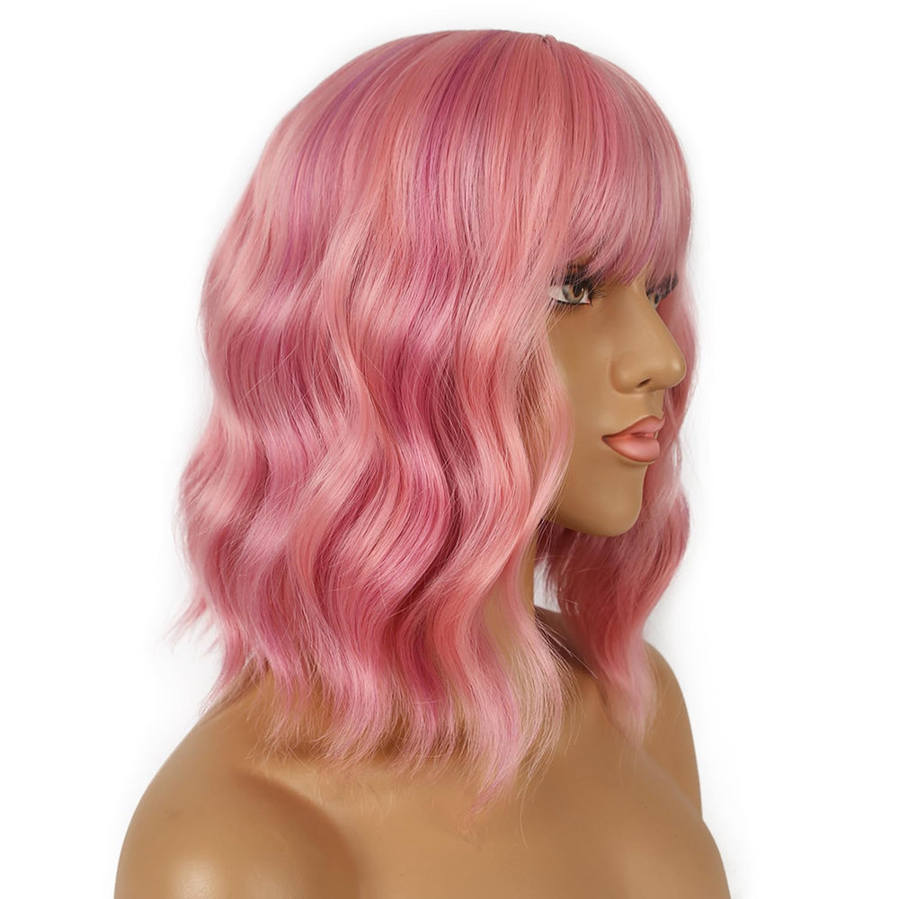 LANCAINI colorful costume wig pink great for character looks and events.