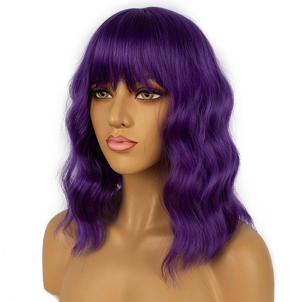 LANCAINI model wearing dark purple wig for dramatic cosplay and everyday glam.
