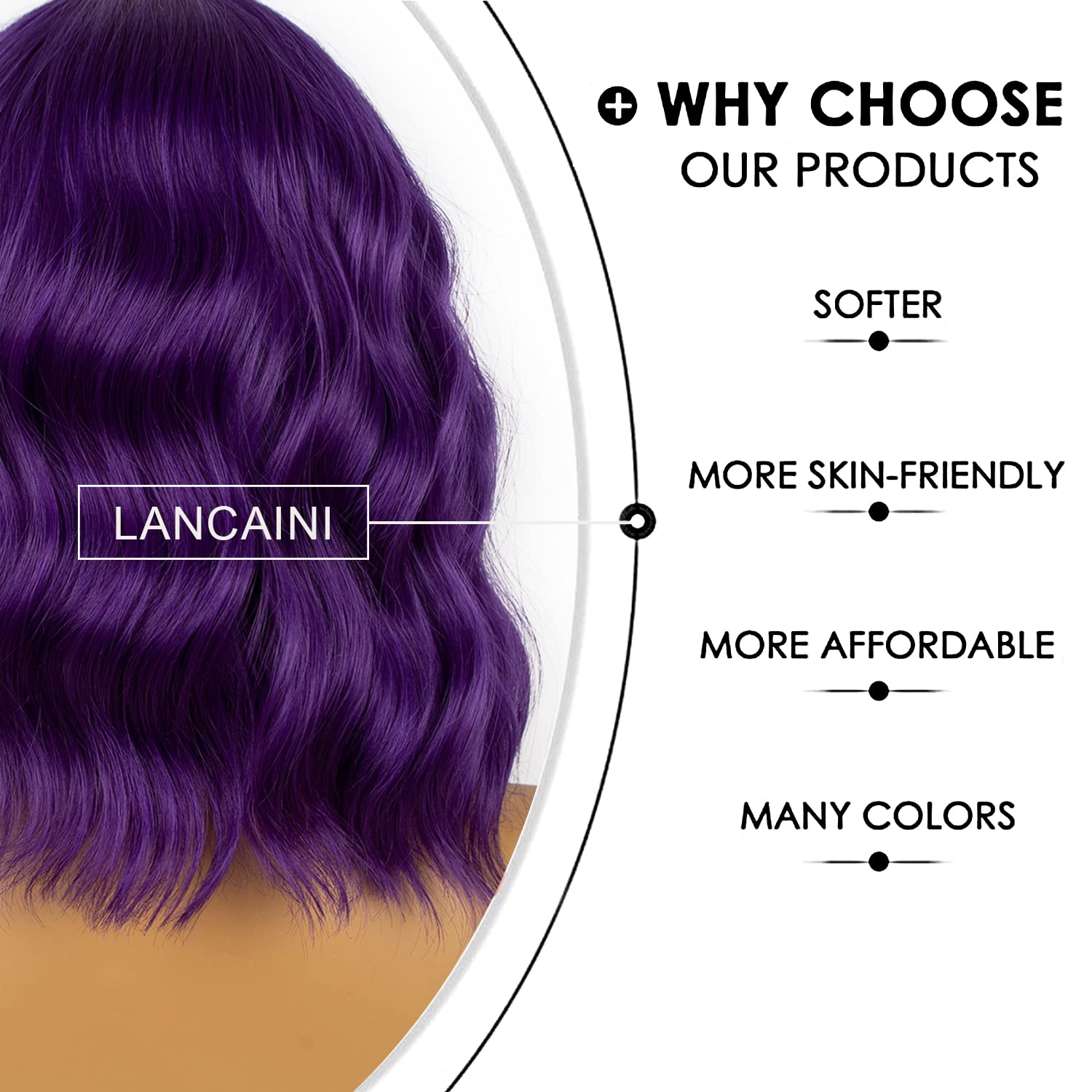 LANCAINI loose wavy texture highlights medium-length style and versatile wear.