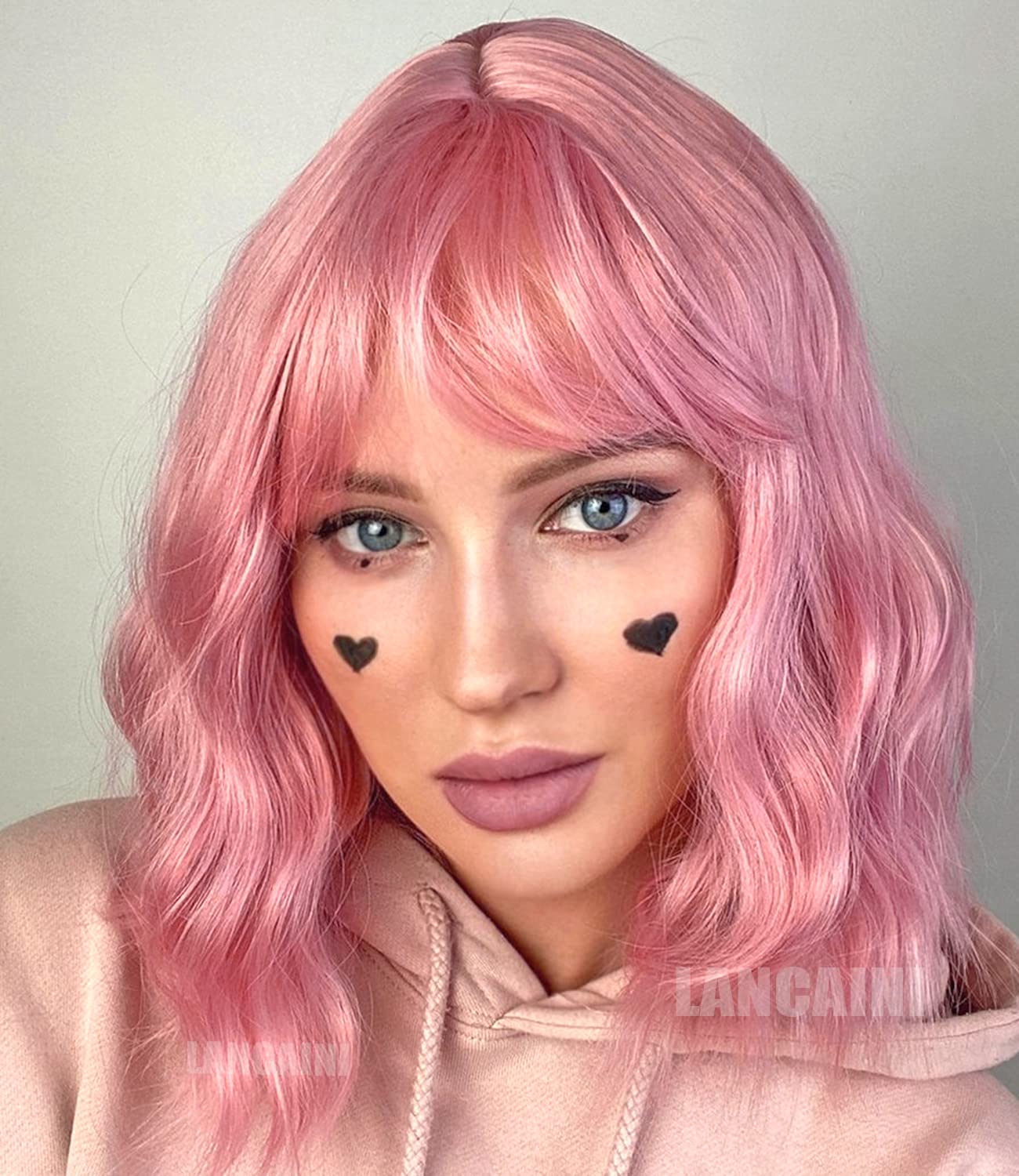 LANCAINI pastel bob wig cap-rose-net for breathable comfort