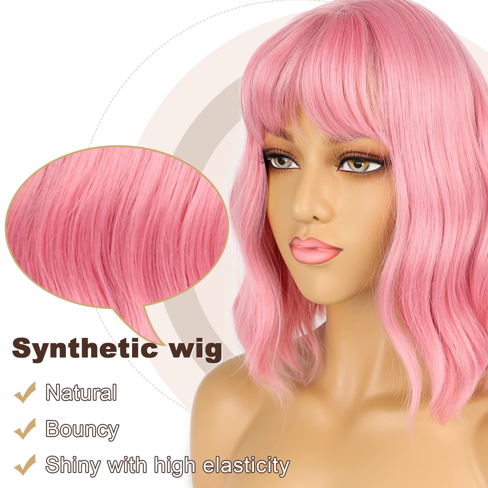 LANCAINI pastel bob wig pink back view highlighting even color and layers