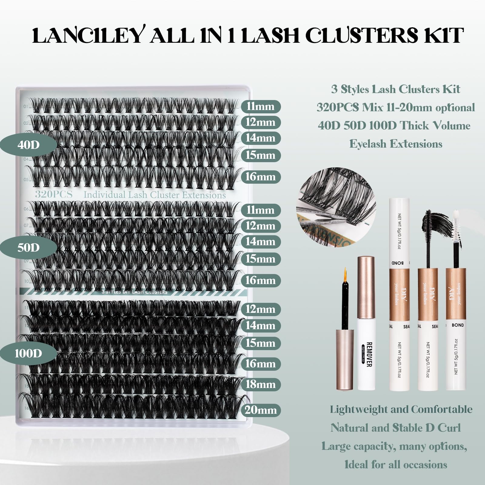 Lanciley D-curly lashes deliver a dramatic, curled eye-opening look