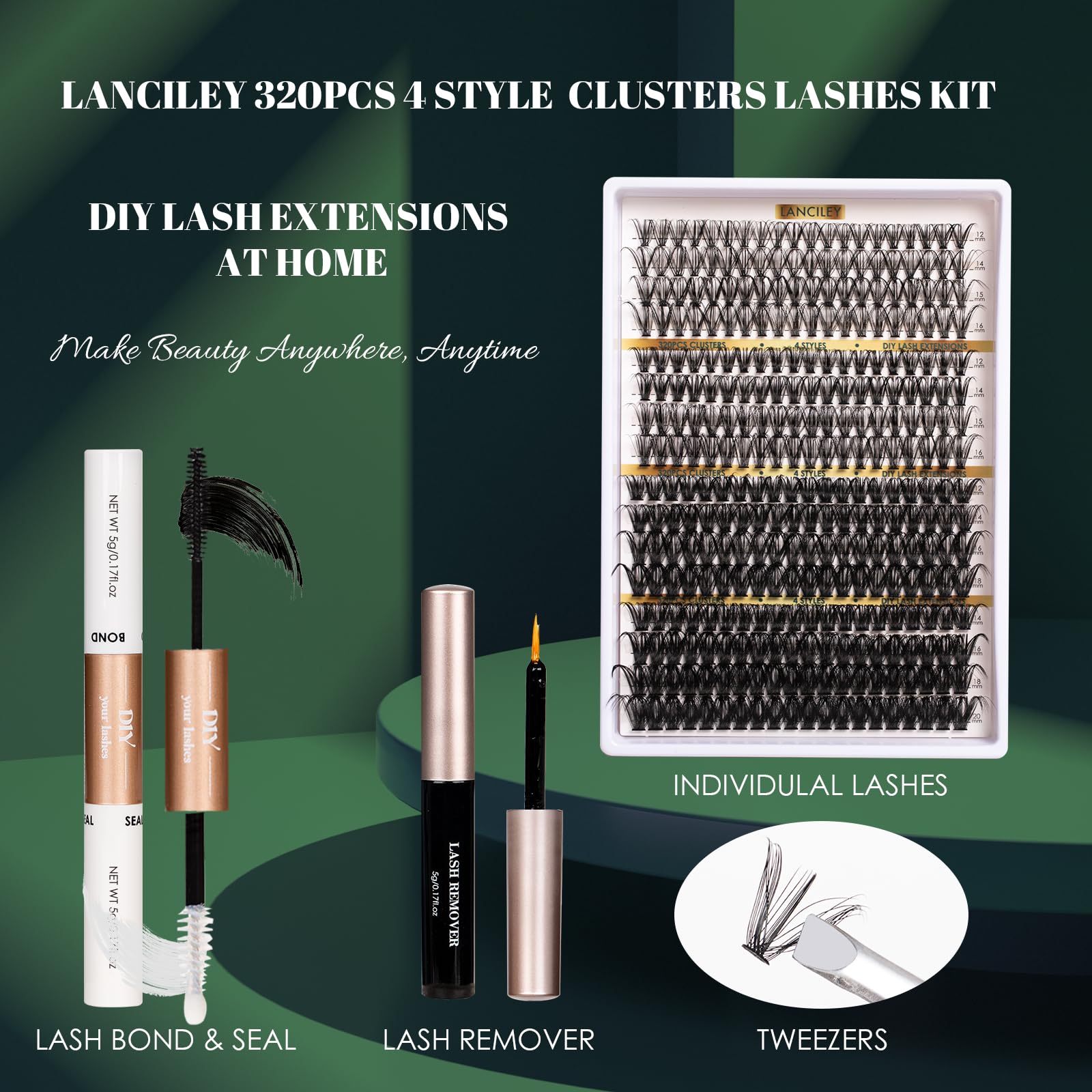 Lanciley lightweight lash kit compatible with multiple lash looks and occasions.