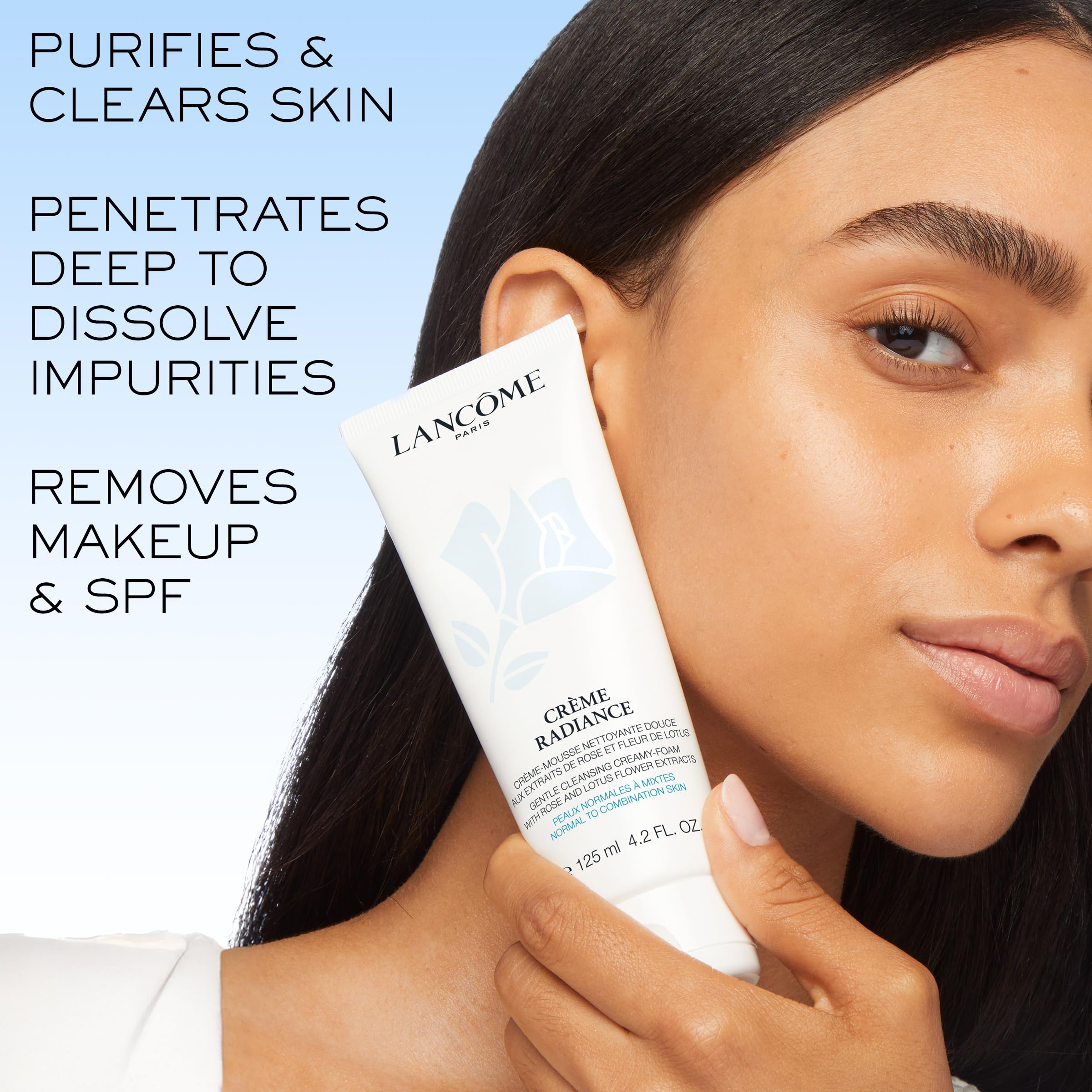 Lancome Creme Radiance textured close-up shows creamy, balancing wash.