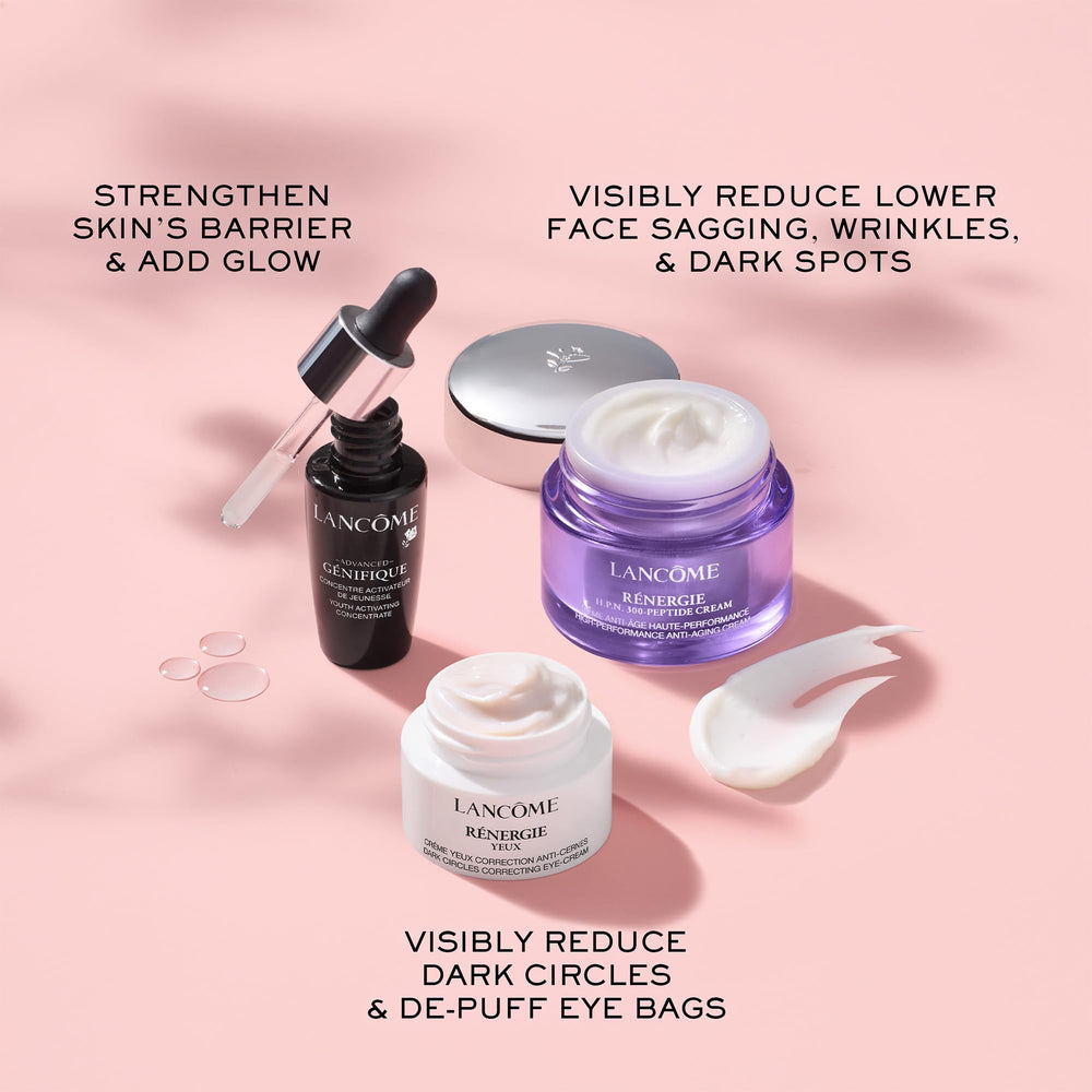 Lancôme Génifique serum mini bottle delivering hydration and glow.