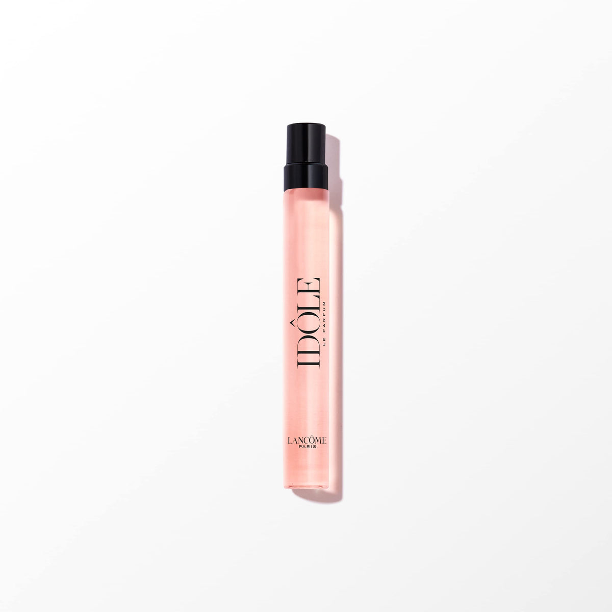 Lancome Idôle bottle flat silhouette showing modern elegance for travel or vanity.