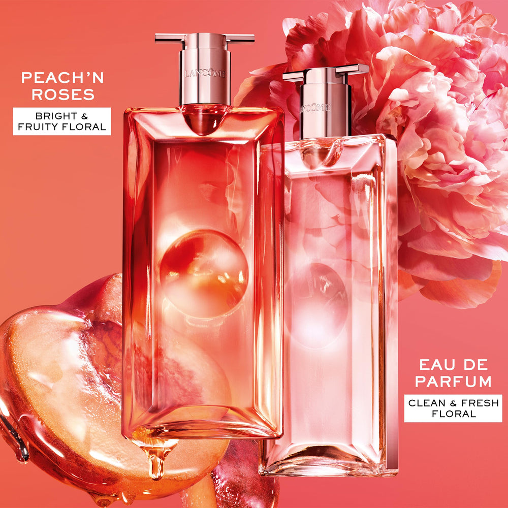 Lancôme Idôle Peach ’N Roses velvety rose note adds depth.