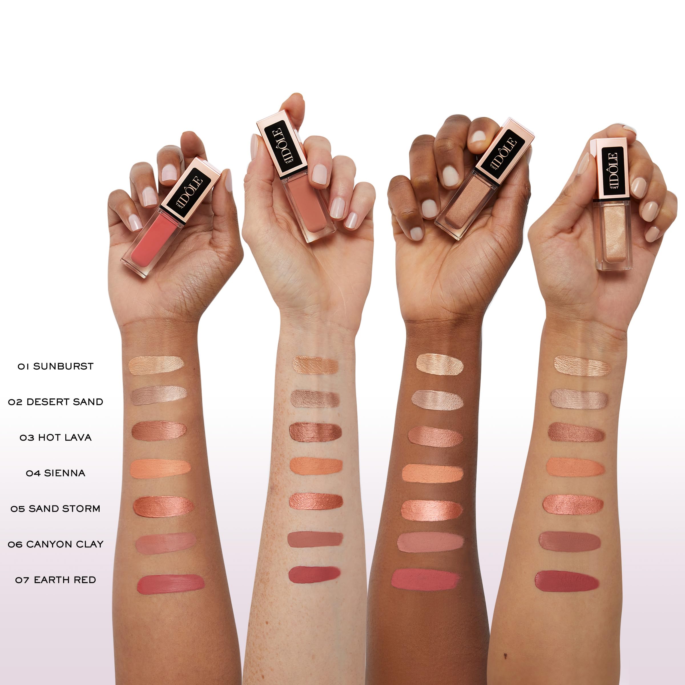 Lancôme Idôle Tint shimmer shade swatch in Desert Sand for a radiant glow