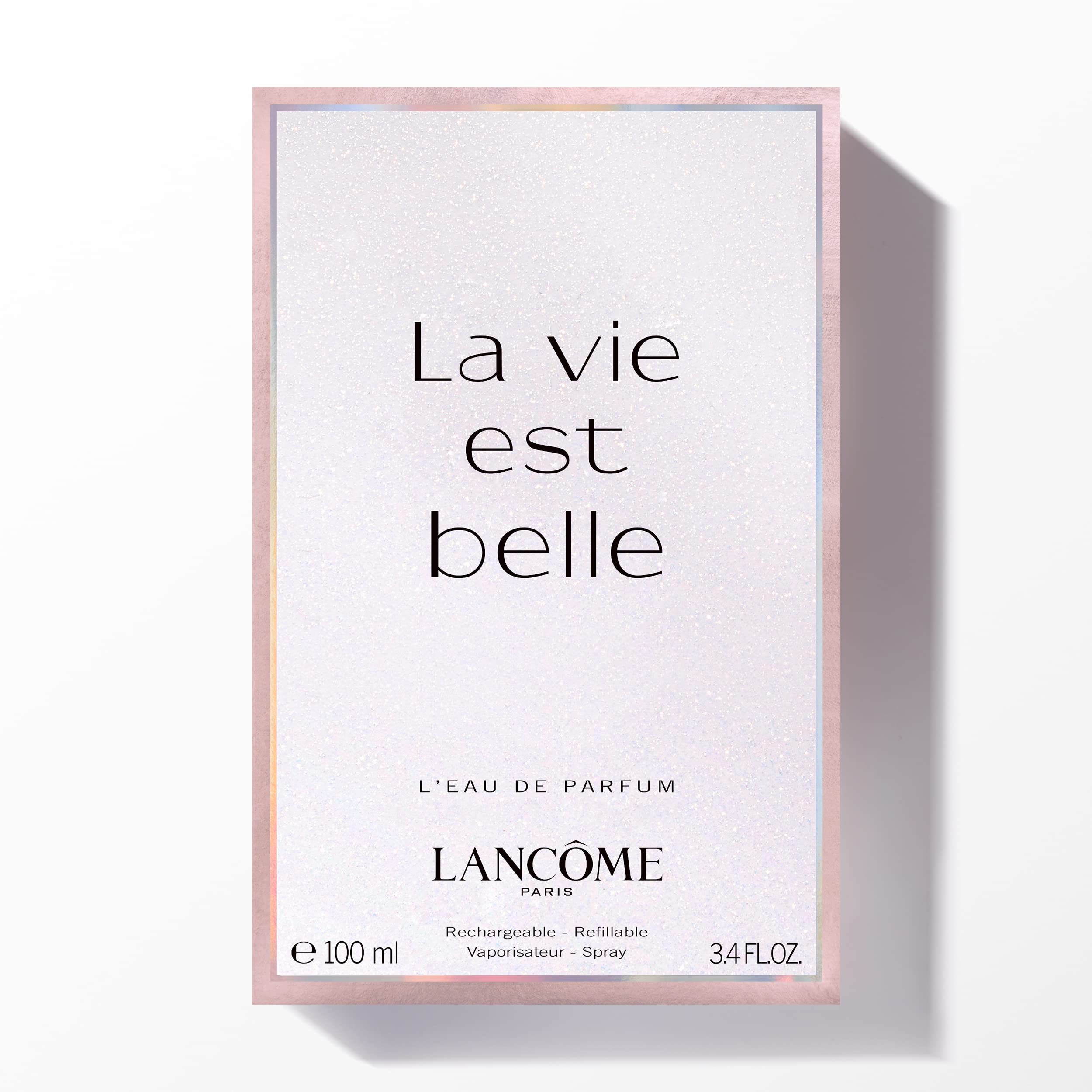 Lancôme La Vie Est Belle 3.4 oz bottle on dresser