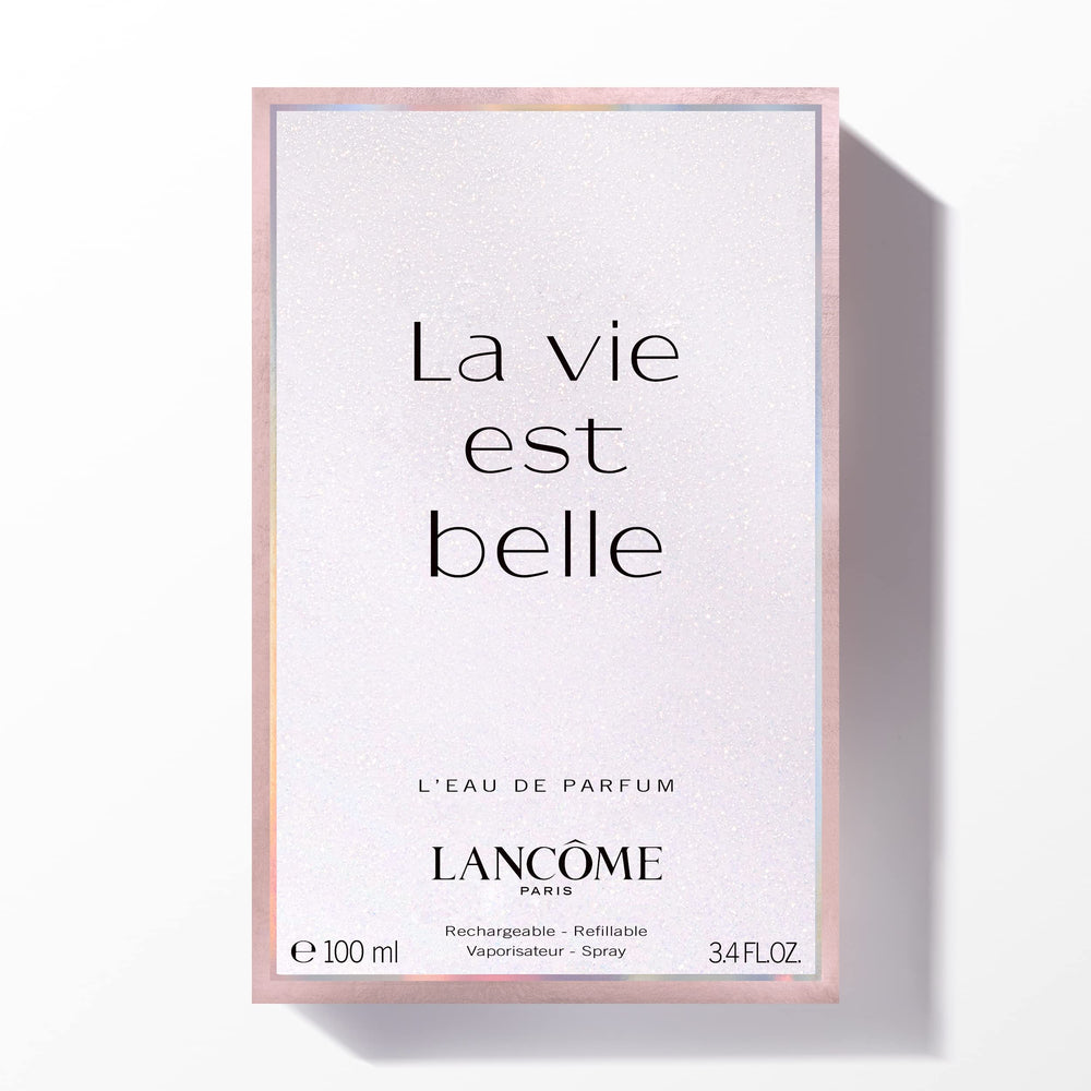 Lancôme La Vie Est Belle 3.4 oz bottle on dresser
