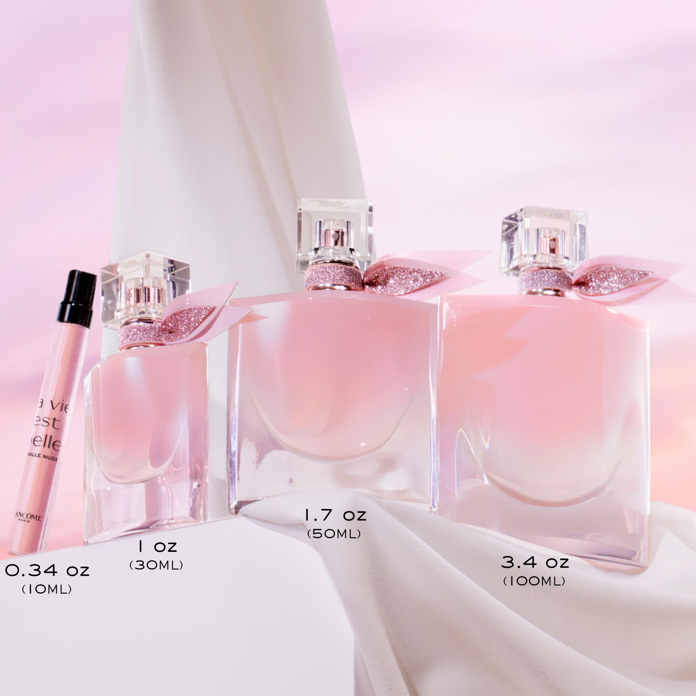 Lancôme La Vie Est Belle Vanille Nude packaging box in warm lighting.