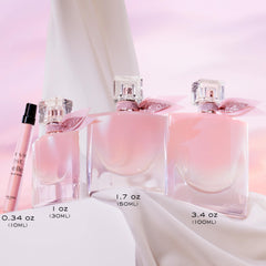 Lancôme La Vie Est Belle Vanille Nude packaging box in warm lighting.