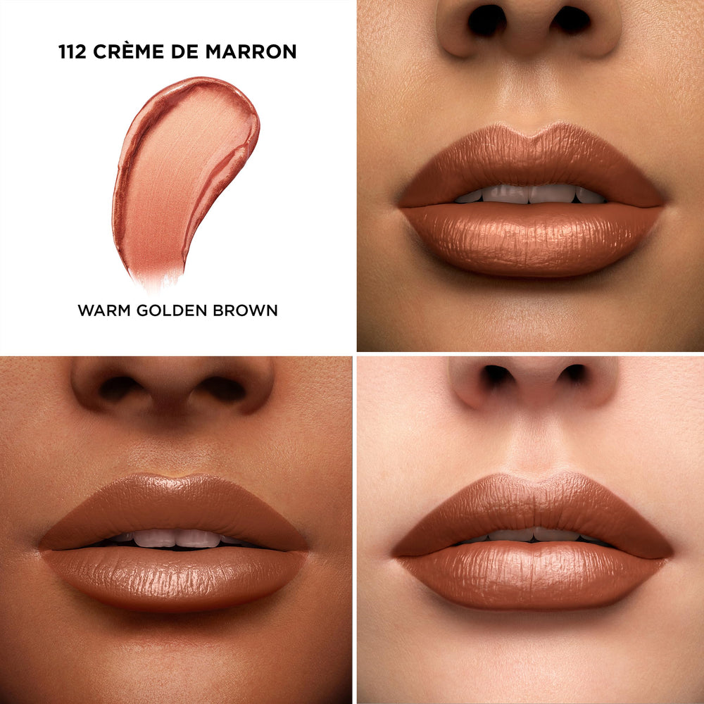 Lancôme L'Absolu Rouge swatch on skin demonstrates vibrant shade and hydration.