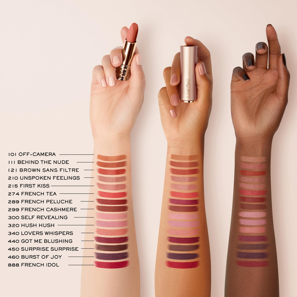 Lancôme Intimatte nude shade swatch offering versatile daily wear.