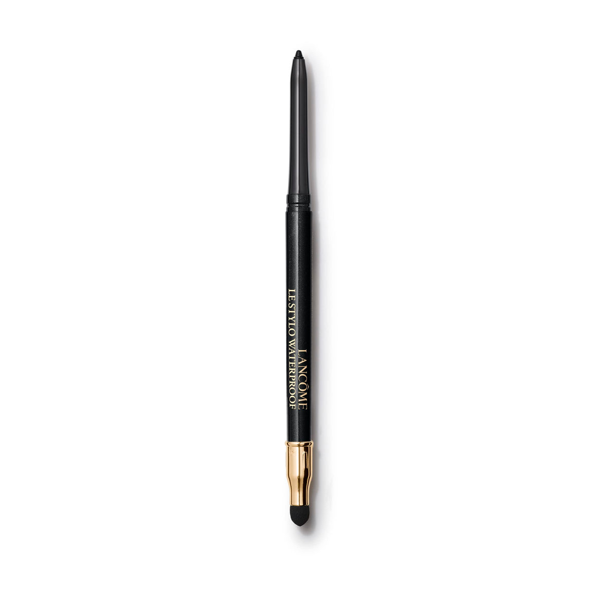 Lancôme Le Stylo Waterproof Eyeliner Pencil close-up shows creamy glide for precise lining.