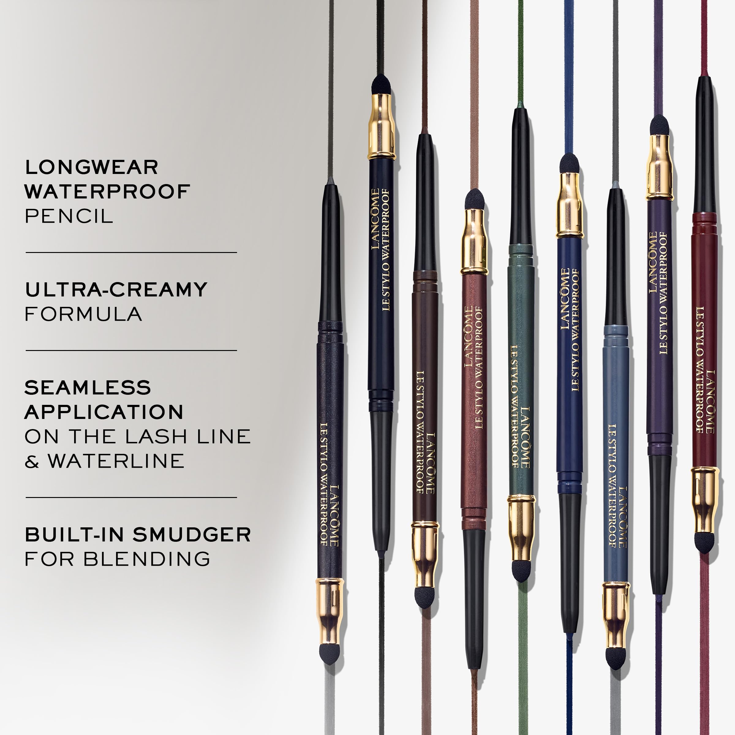Lancôme Le Stylo Noir Intense swatch reveals rich pigment with long-wear potential.