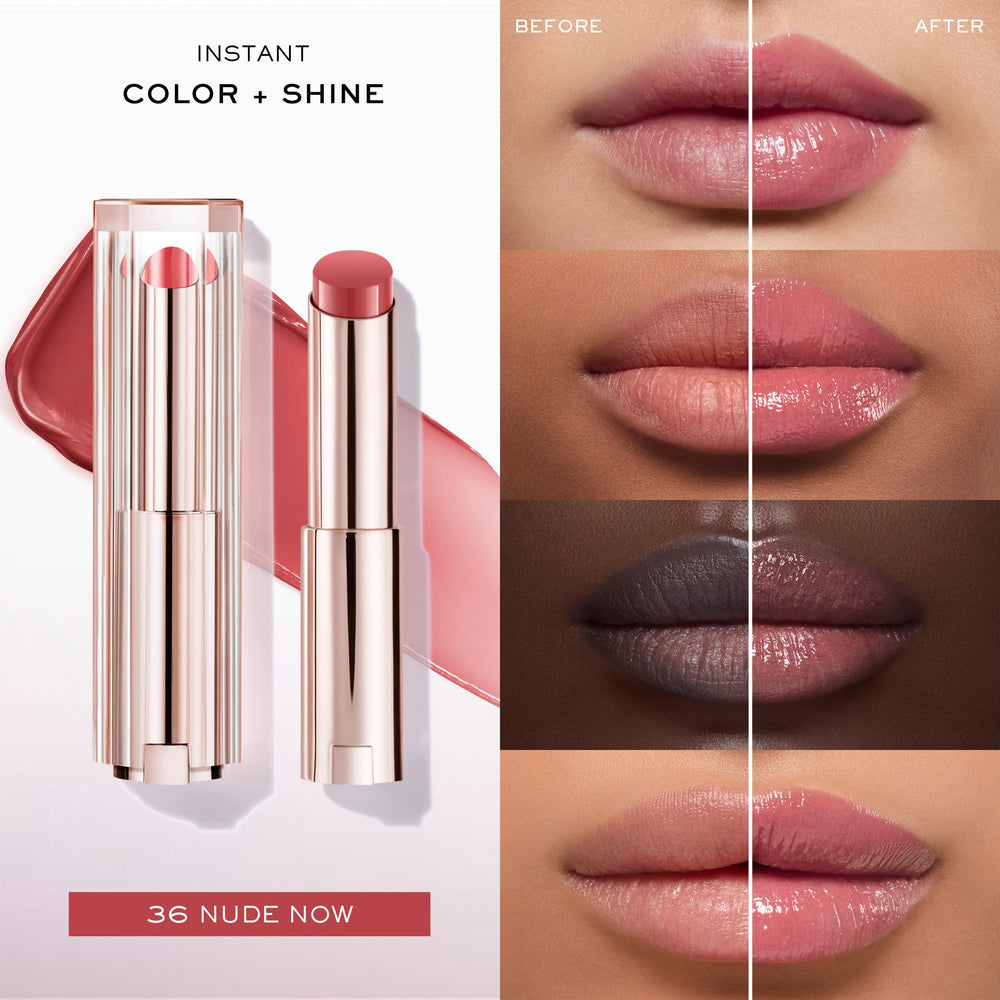 Application shot of Lancôme Lip Idôle Butterglow gliding on lips.