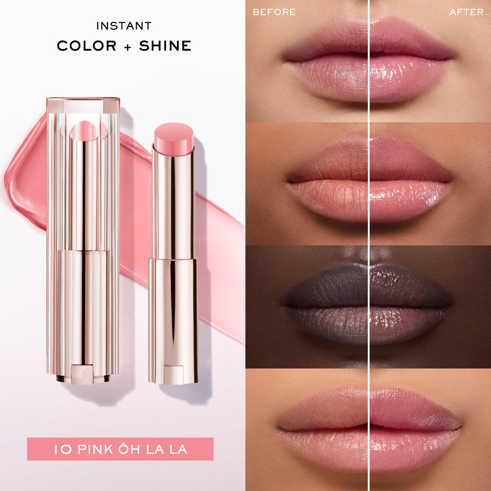 Lancôme Lip Idôle Butterglow balm provides 24-hour hydration with glossy finish.