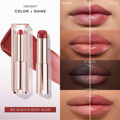 Lancôme Lip Idôle Squalane-12 Butterglow balm swatch showing buildable color.