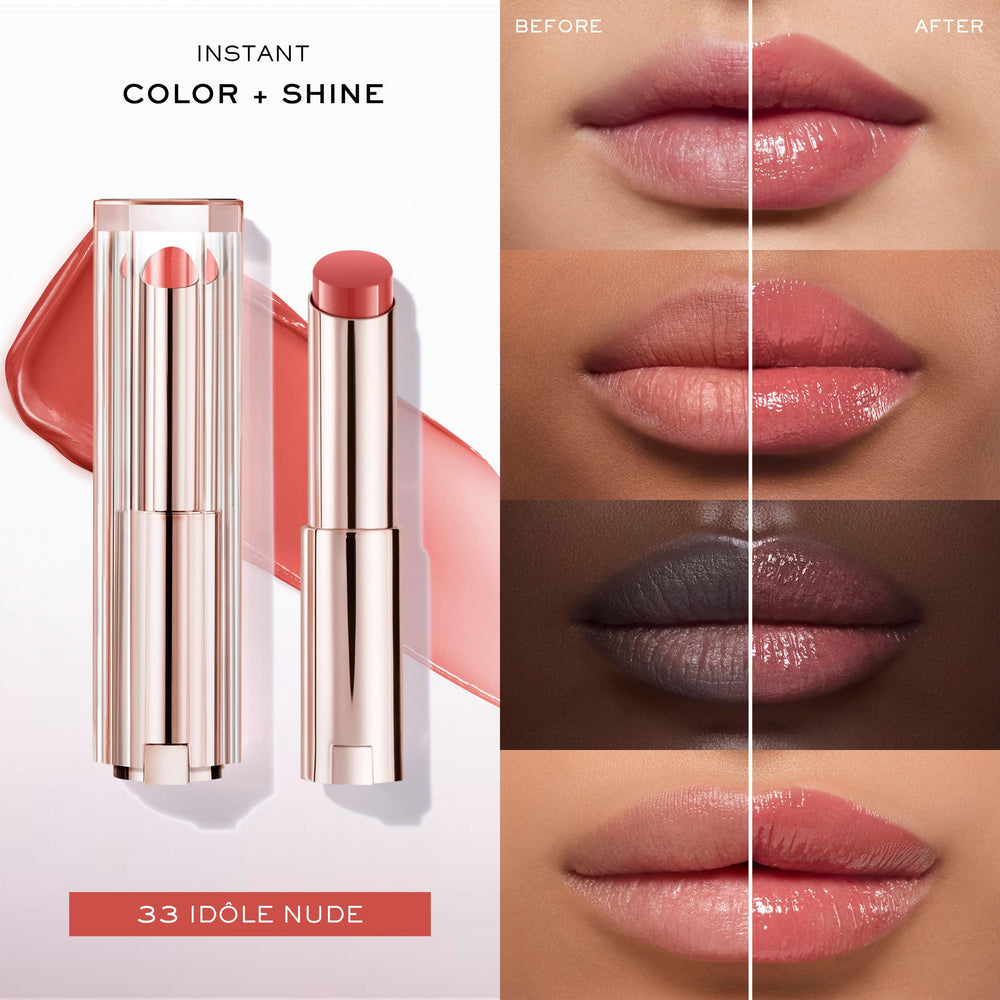 Lancôme Lip Idôle Butterglow balm nourishes lips with shea and ceramides.