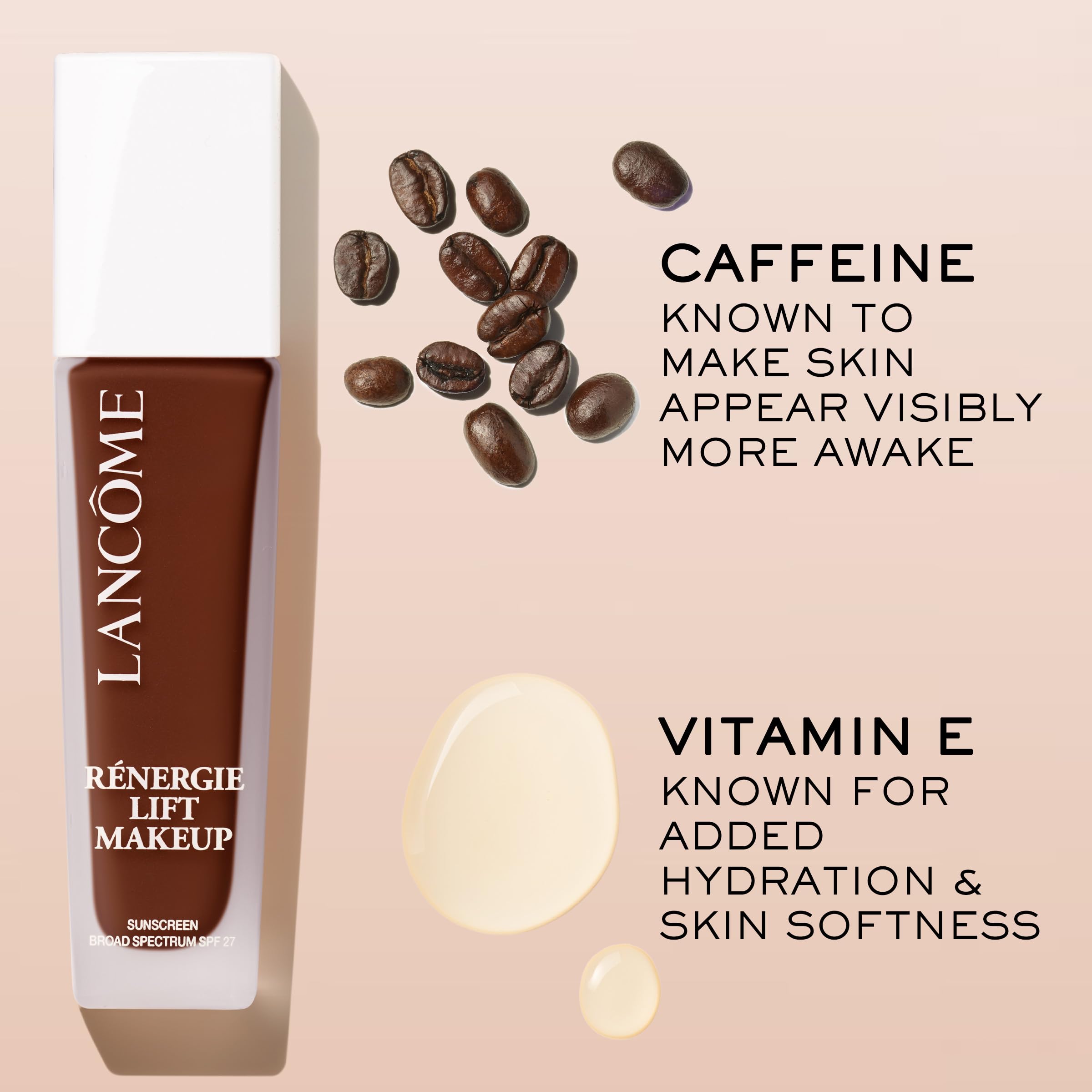 Packaging of Lancome Renergie Lift Foundation shown for travel-friendly use