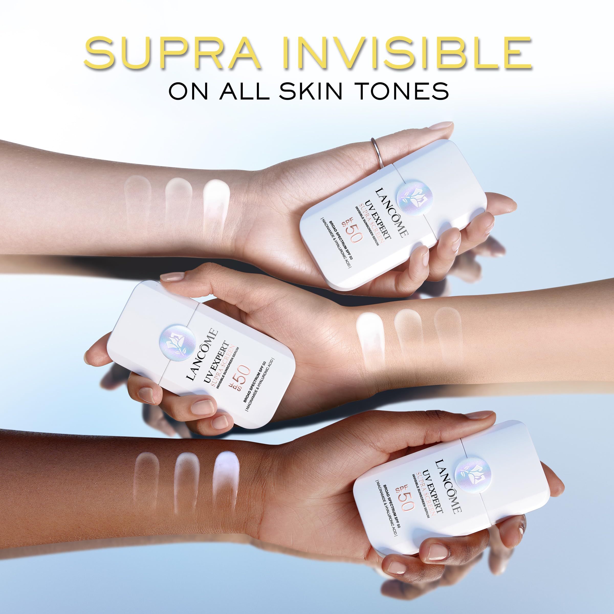 Lancôme Supra Screen vitamin cg graphic signals brightening and even skin tone.