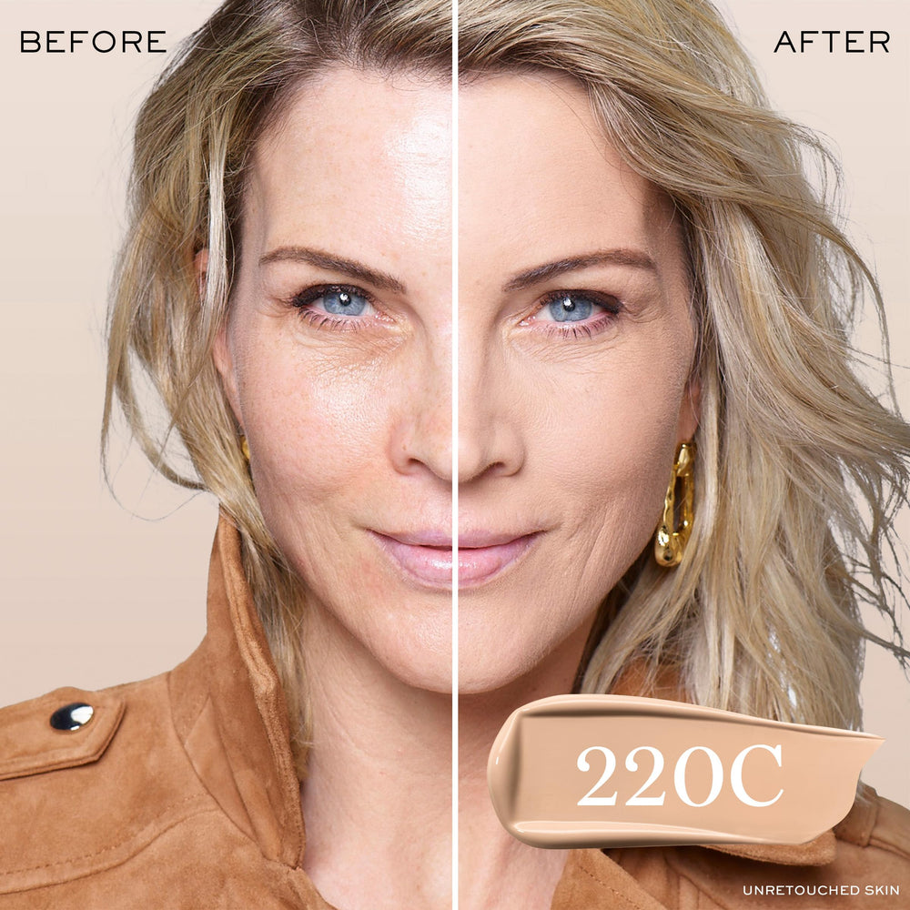 Lancôme Teint Idole Ultra Wear swatches showing buildable coverage.