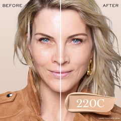 Lancôme Teint Idole Ultra Wear swatches showing buildable coverage.