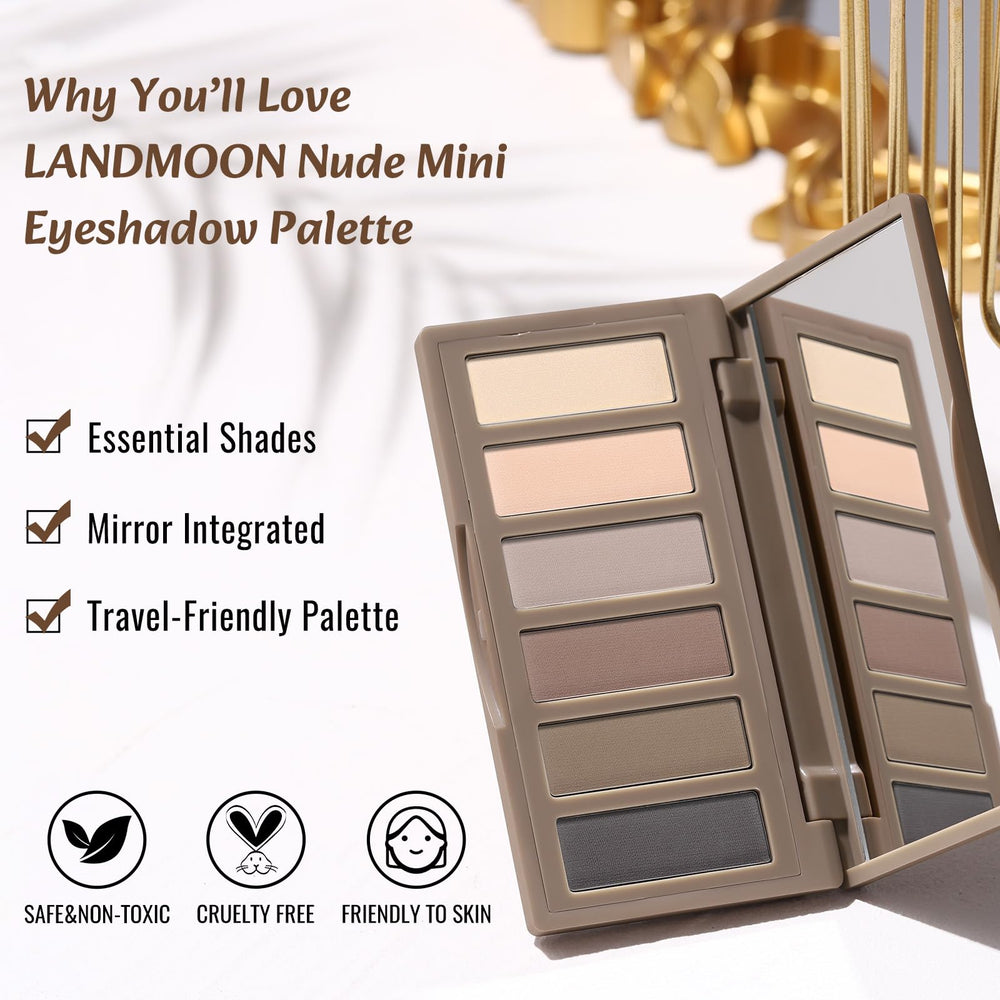 LANDMOON Nude Mini Paleta: compacto de viaje con espejo para retoques rápidos.