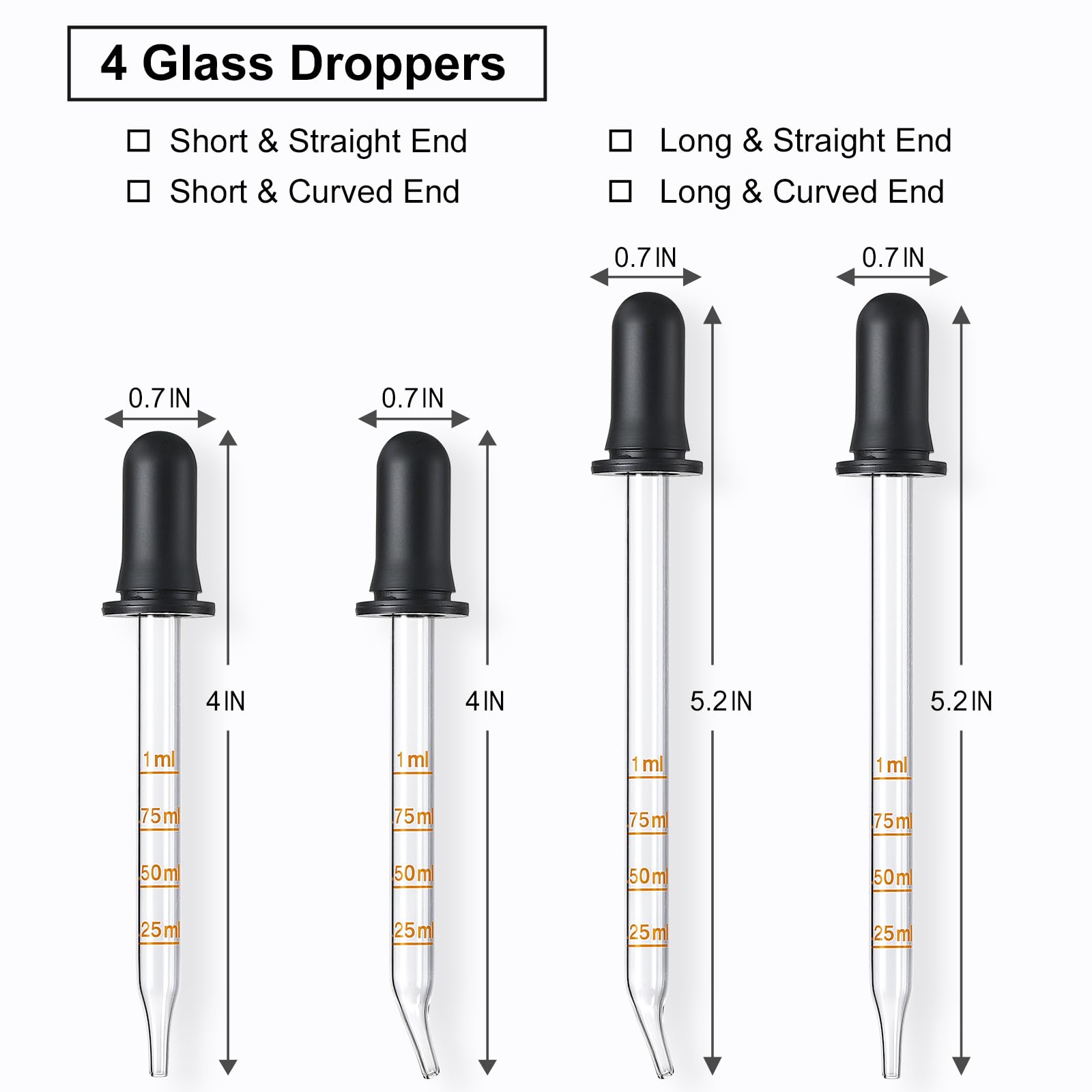 LANDNEOO glass dropper with long curved tip for controlled dispensing