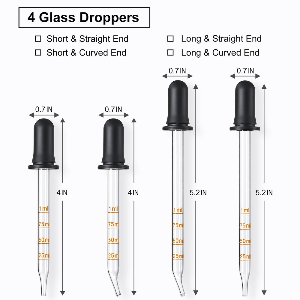 LANDNEOO glass dropper with long curved tip for controlled dispensing