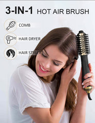 LANDOT 3-in-1 styling tool demonstrates drying, straightening, and volumizing capabilities.