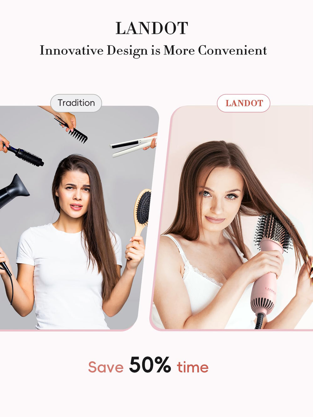 LANDOT 4-in-1 hair styler voluminizer in action for lift