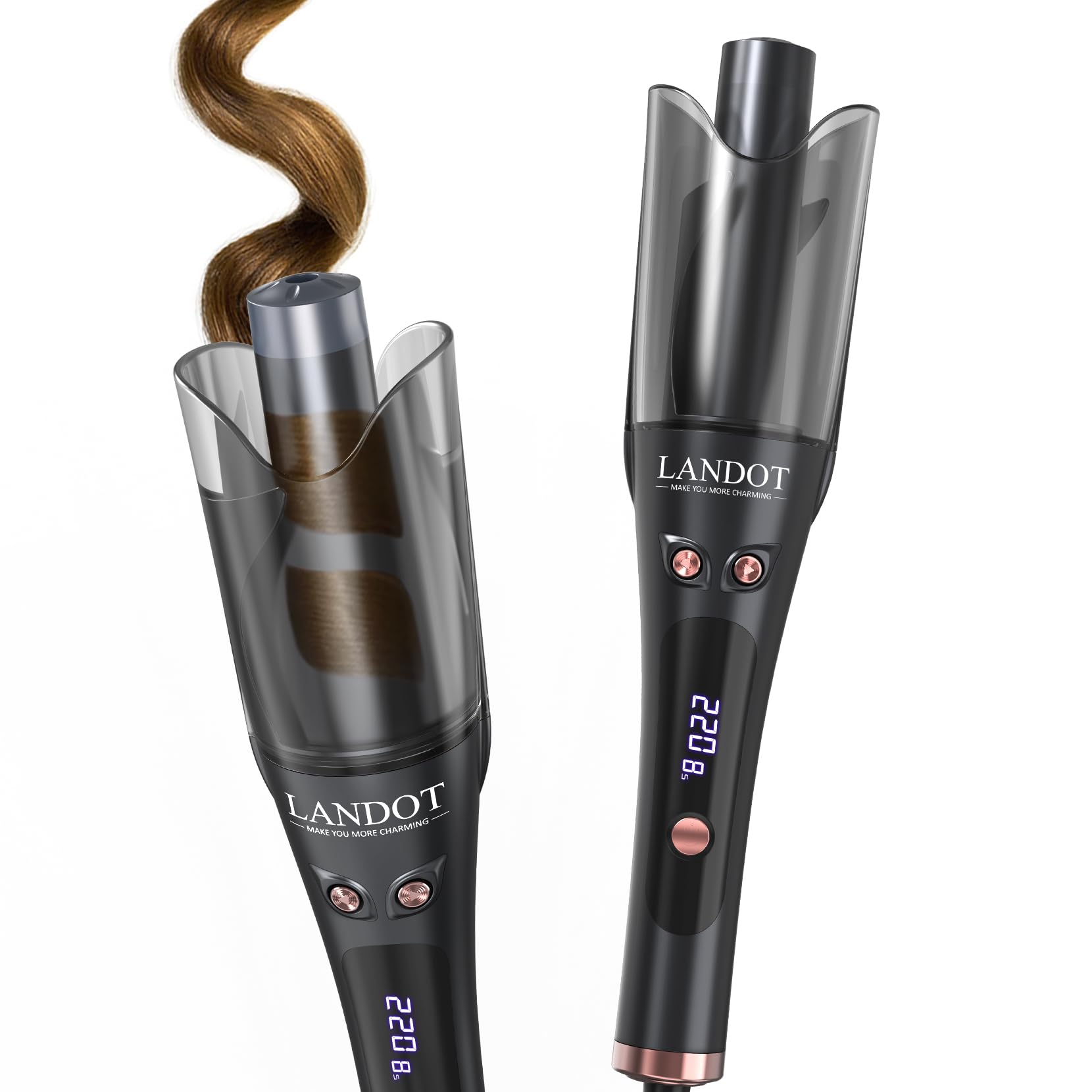 LANDOT automatic rotating curling iron general view for effortless salon styling
