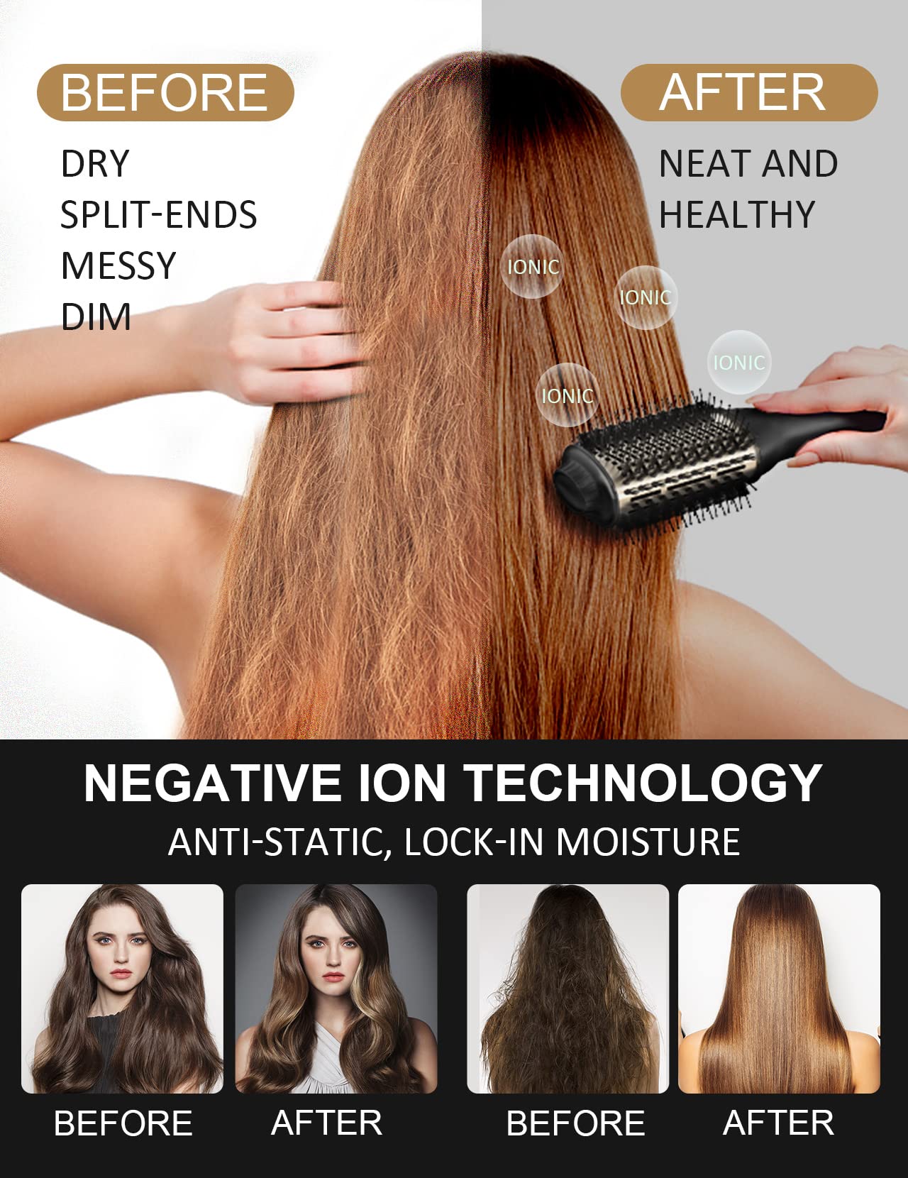 LANDOT negative ionic technology reduces frizz for a sleek, polished look.