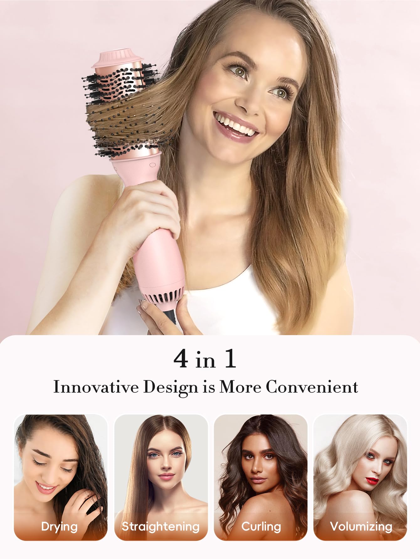LANDOT oval brush design for smoothing and frizz reduction
