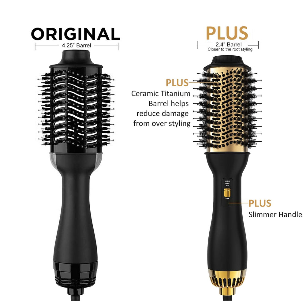 LANDOT smaller oval brush focuses on smoothing while lifting and curling ends.