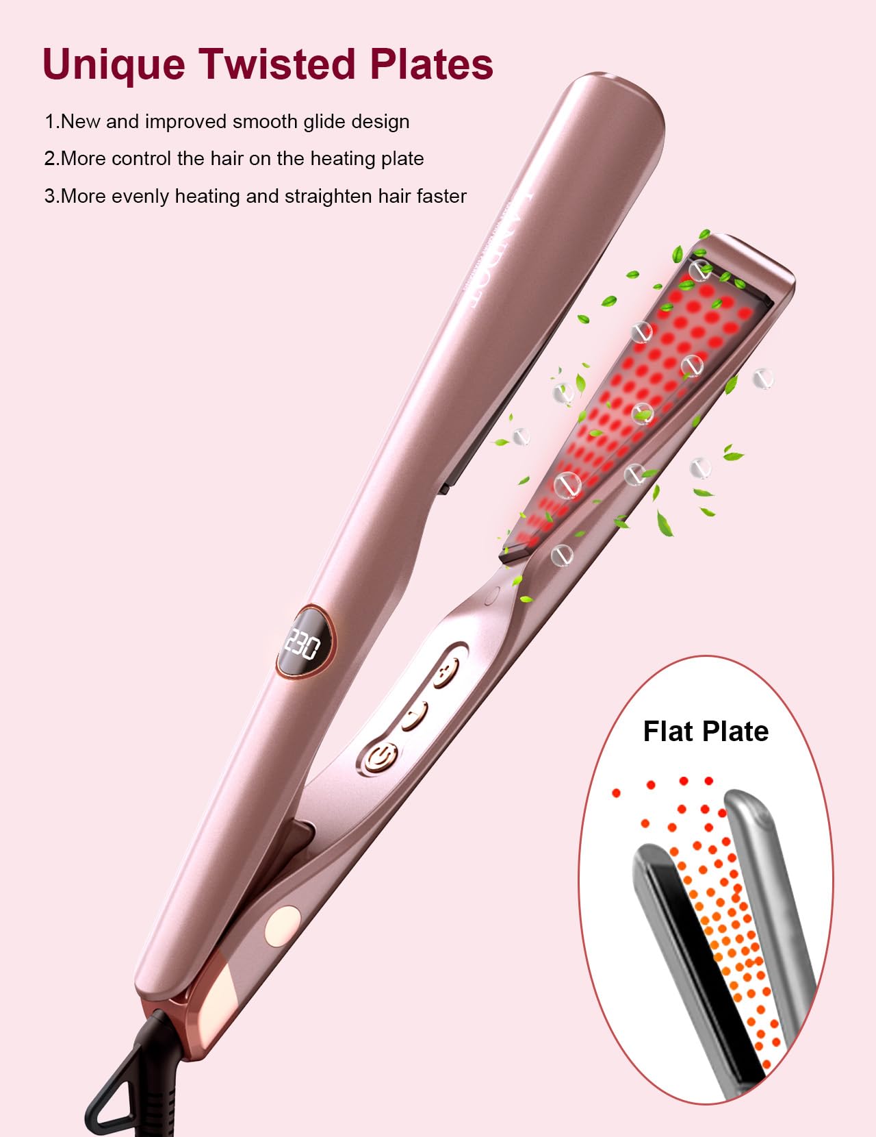 LANDOT tourmaline ceramic plates deliver smooth shine and frizz control.
