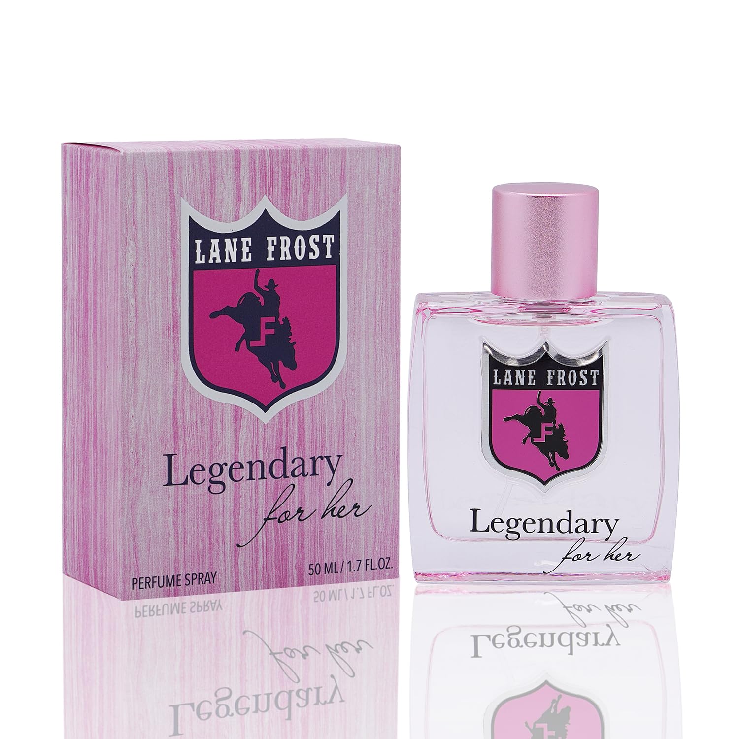 Lane Frost Legendary For Her bottle on display, western-inspired fragrance for confident wear.