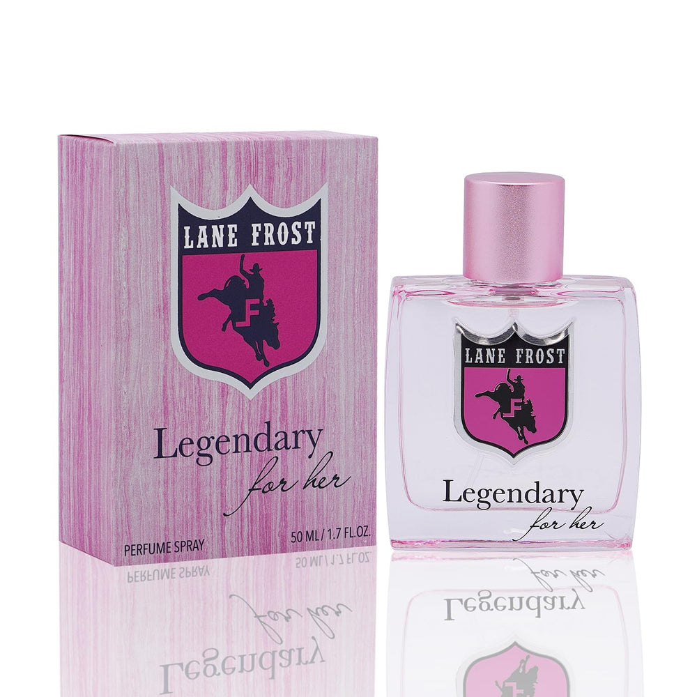 Lane Frost Legendary For Her bottle on display, western-inspired fragrance for confident wear.
