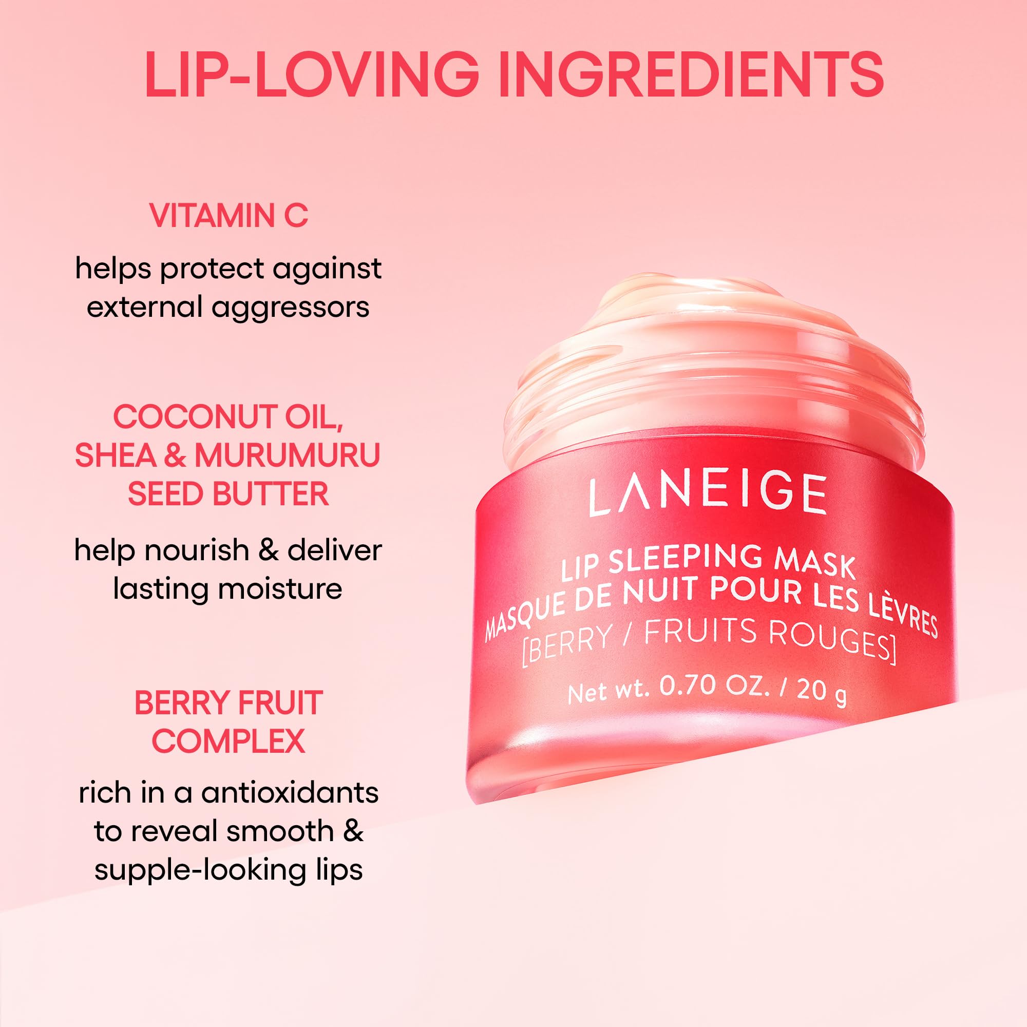Close-up of Laneige Lip Sleeping Mask texture and berry scent.