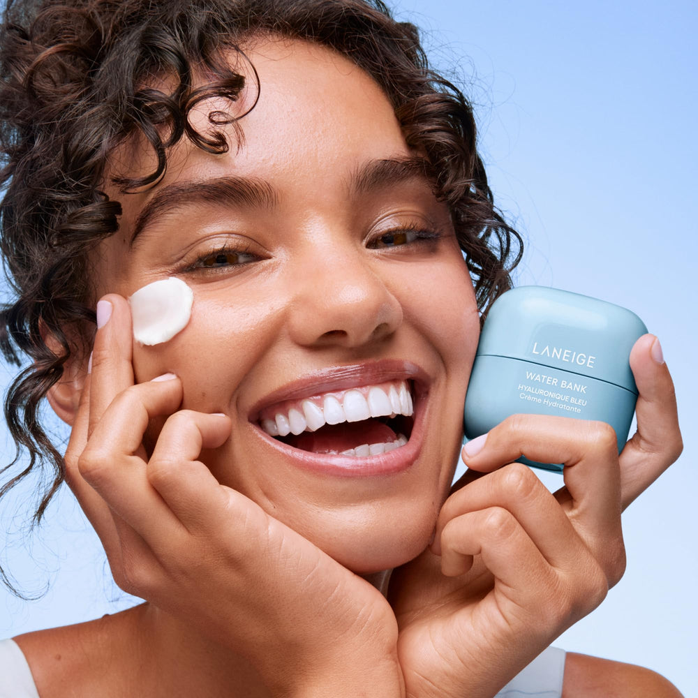 LANEIGE blue-toned bottle with water imagery conveys refreshing hydration.