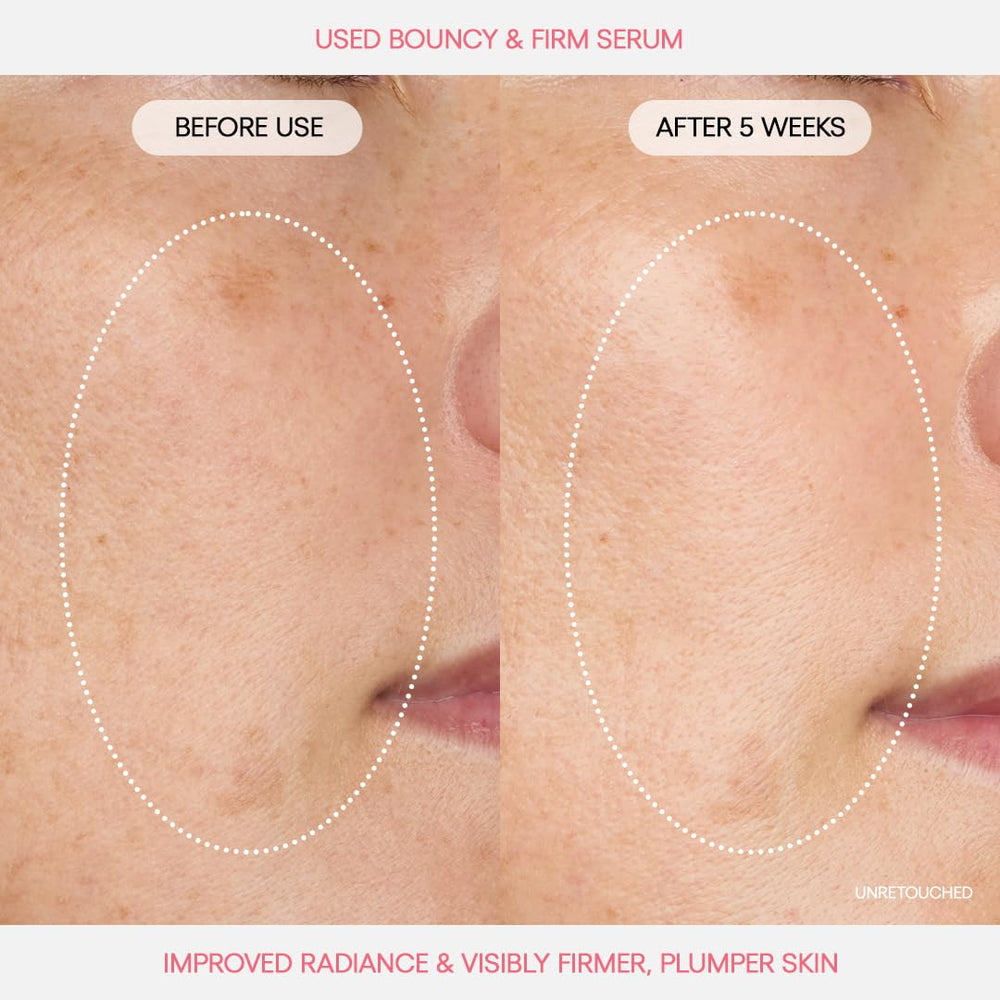 Laneige Bouncy & Firm Serum applied under the eye for a brighter, awake look.