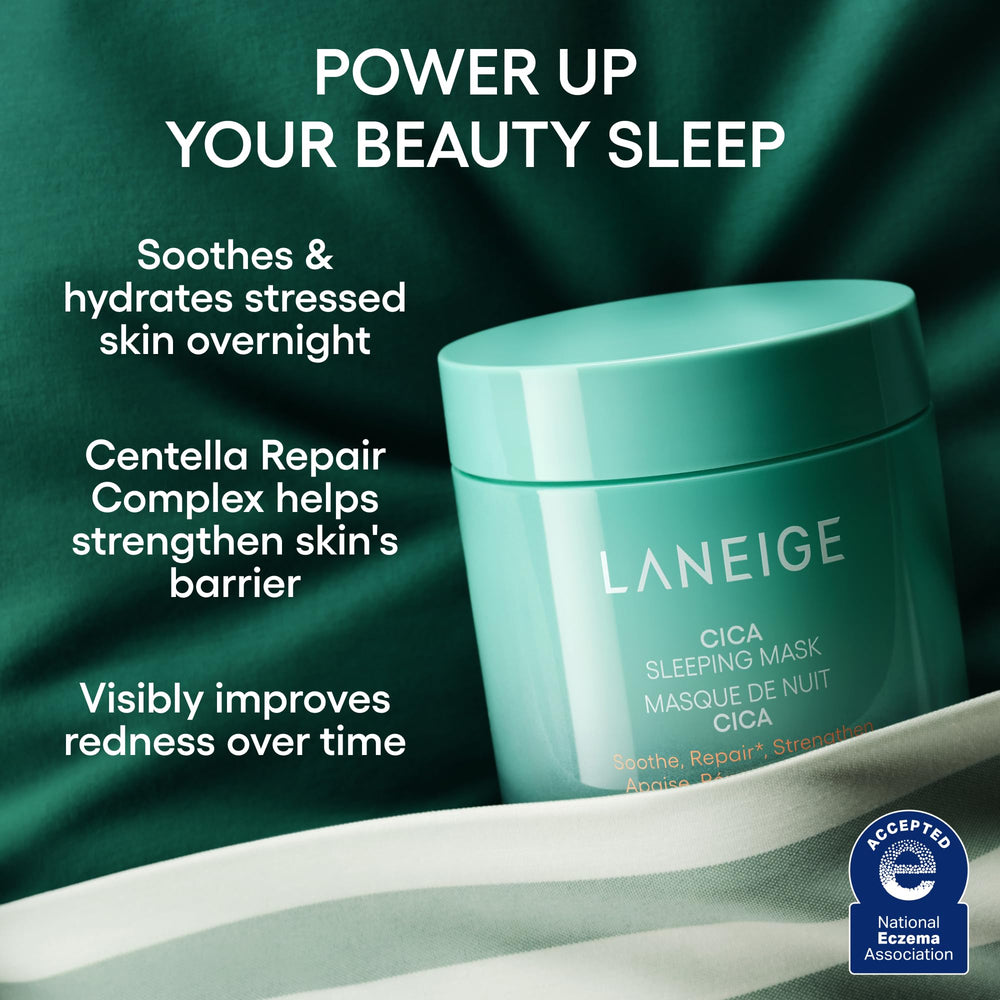 LANEIGE Cica Sleeping Mask fragrance-free packaging highlighting clean formula for sensitive skin