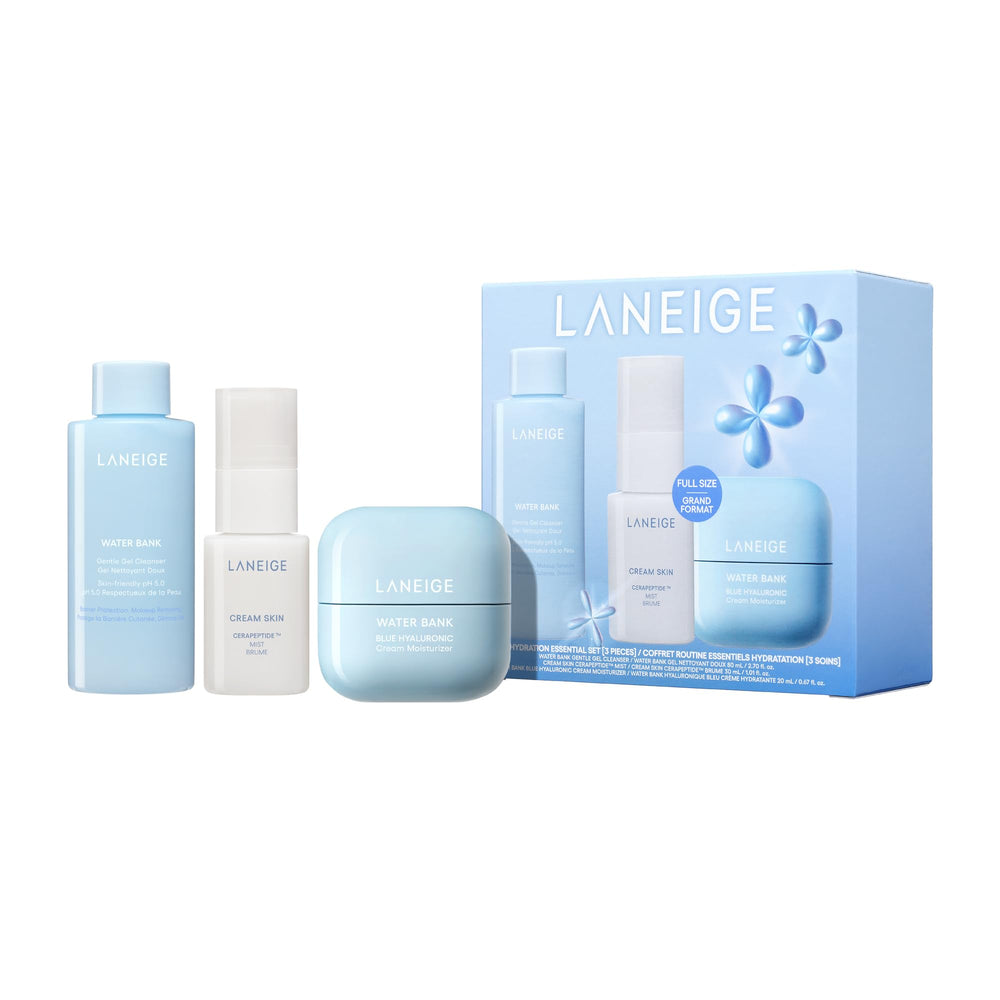 LANEIGE Daily Hydration Essential SetGentle Gel Cleanser closeup showing refreshing cleanse for hydrated skin