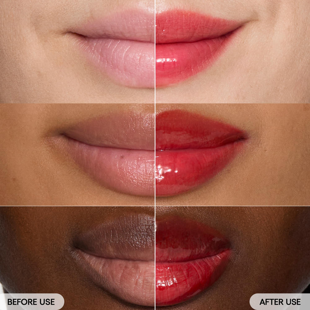 Laneige Glaze Craze Raspberry Jam swatch emphasizes rich color and smooth feel.