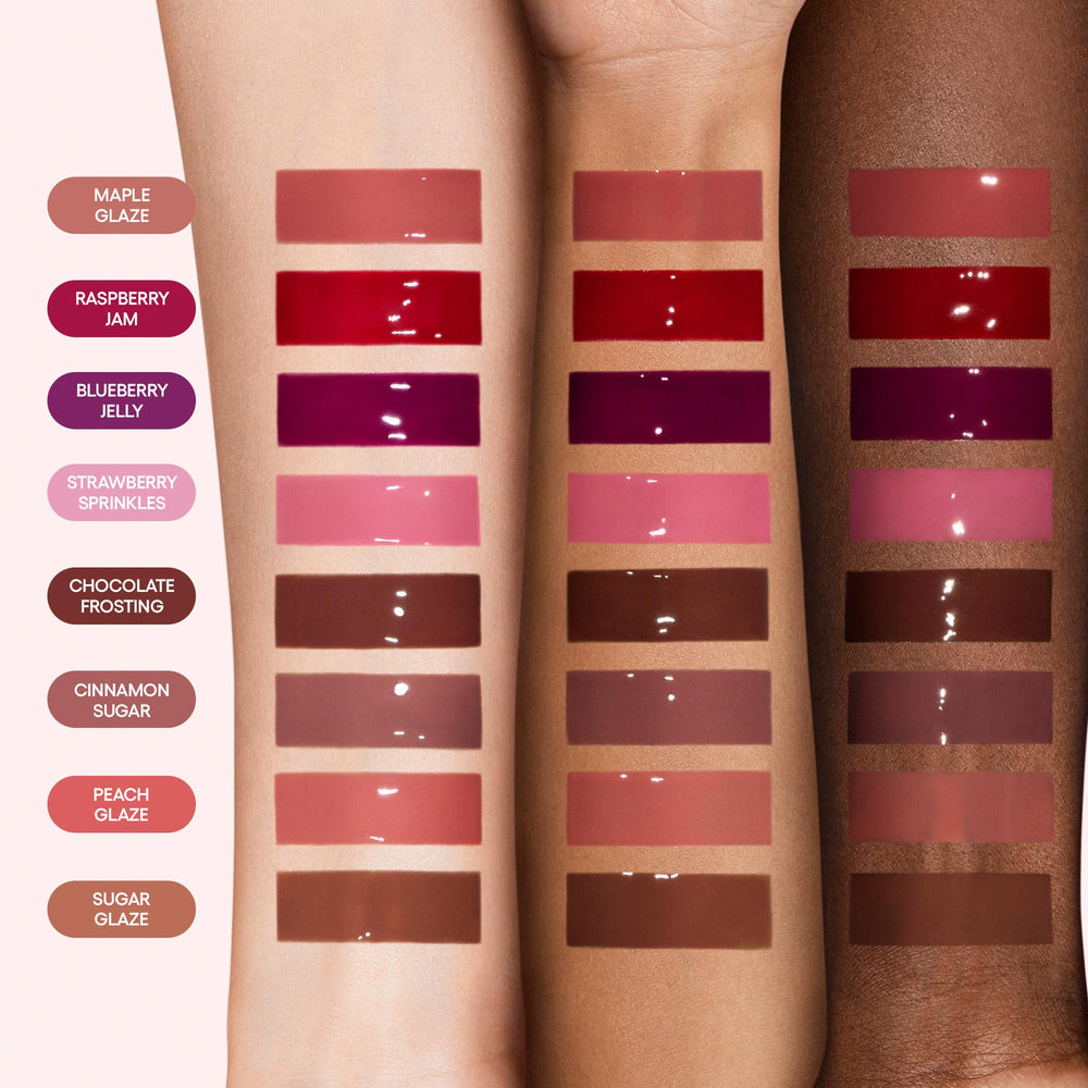 LANEIGE Glaze Craze day-to-night lip look with glassy finish.